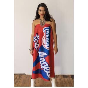 Upcycled Strapless LA Clippers Flag Dress